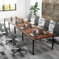 thumbnail image 2 of Costway 2 PCS 95" x 48" Large Meeting Table Seats up to 10 People 2 Cable Grommets for Office Brown, 2 of 8