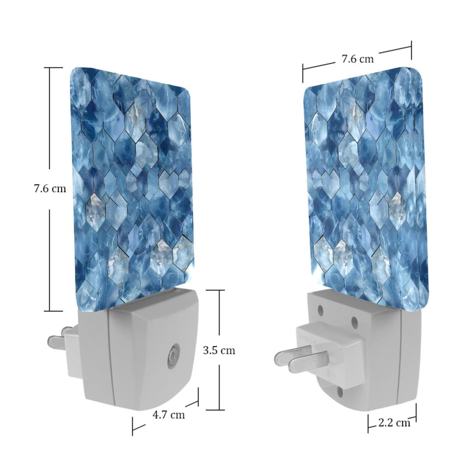 PhooArto Blue Honeycomb Marble Pattern Plug in LED Night Light Auto Sensor Dusk to Dawn Decorative Night for Bedroom, Bathroom, Kitchen, Hallway, Stairs, Baby's Room, Energy Saving