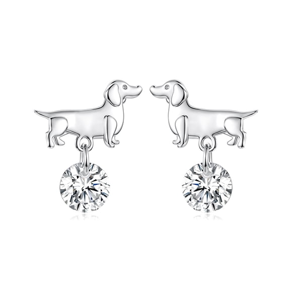 Arete de Dachshund Bañado en Plata