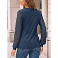 thumbnail image 4 of Long Sleeve Shirts for Women Dressy Casual Lace Tops 2025 Fall Outfits T-Shirts Work Clothes Navy Blue XXL, 4 of 6