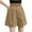 Khaki, variant on Uaswgudfs High-Waisted Tailored Women's Shorts with 4” Inseam & Functional Pockets - Structured Casual Wear with Decorative Belt Detail Black S