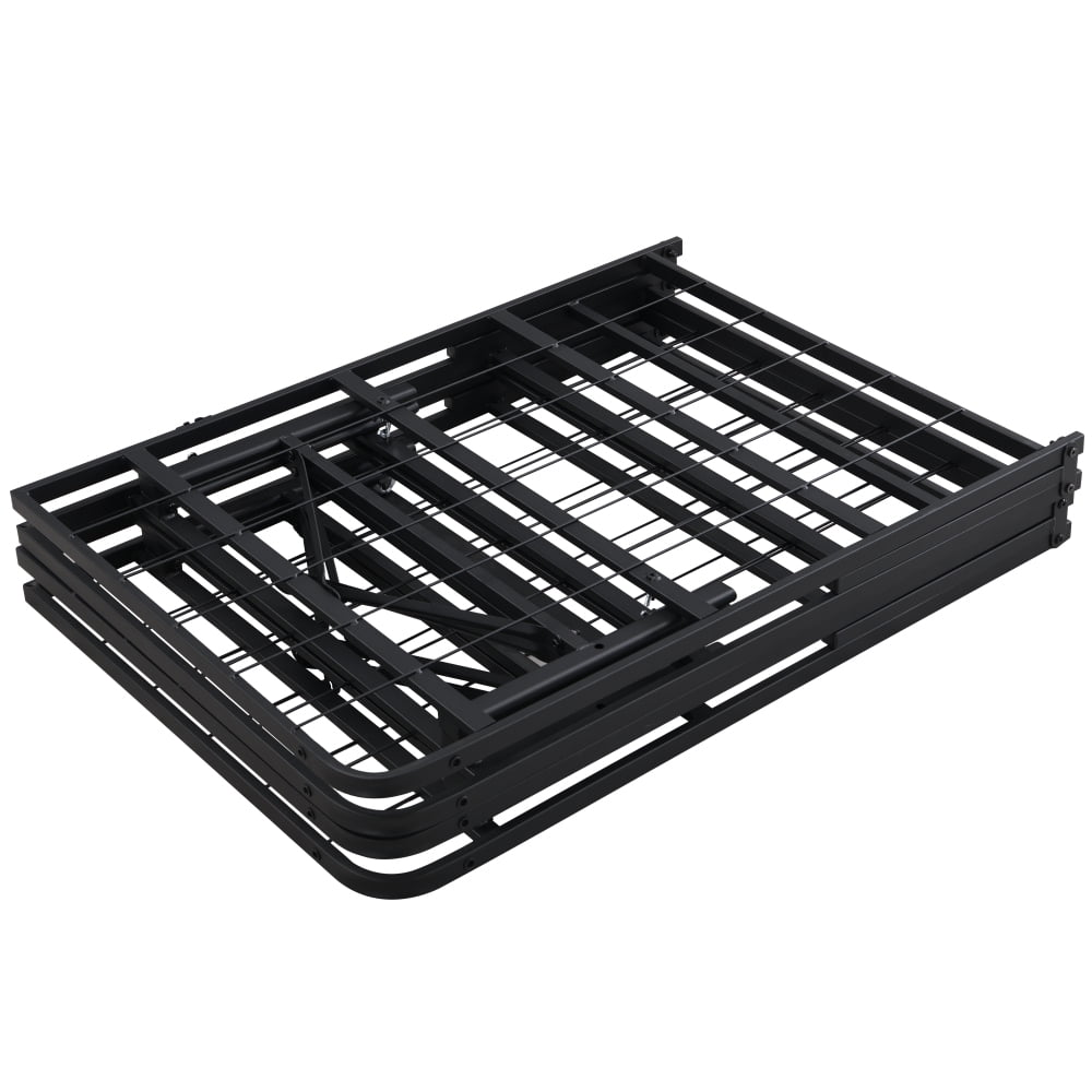 Queen&King Metal Platform Folding Bed Frame 14 Inch High   Queen Size Box Spring Replacement Heavy Duty Steel Slat  Easy Assembly Under-Bed Storage,Black