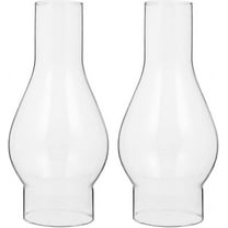 Oil Lamp, Glass, Victorian Hurricane Chimney Lamp Globe Replacement, 2.12nch Handblown Clear Glass Chimney Lamp Shade- 2 Pack