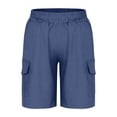 thumbnail image 4 of CPNG Boys Athletic Cargo Shorts Solid Color Sport Cargo Shorts Elastic High Waist Casual Loose Cargo Shorts Outwear Shorts(Blue,11-12 Years), 4 of 8