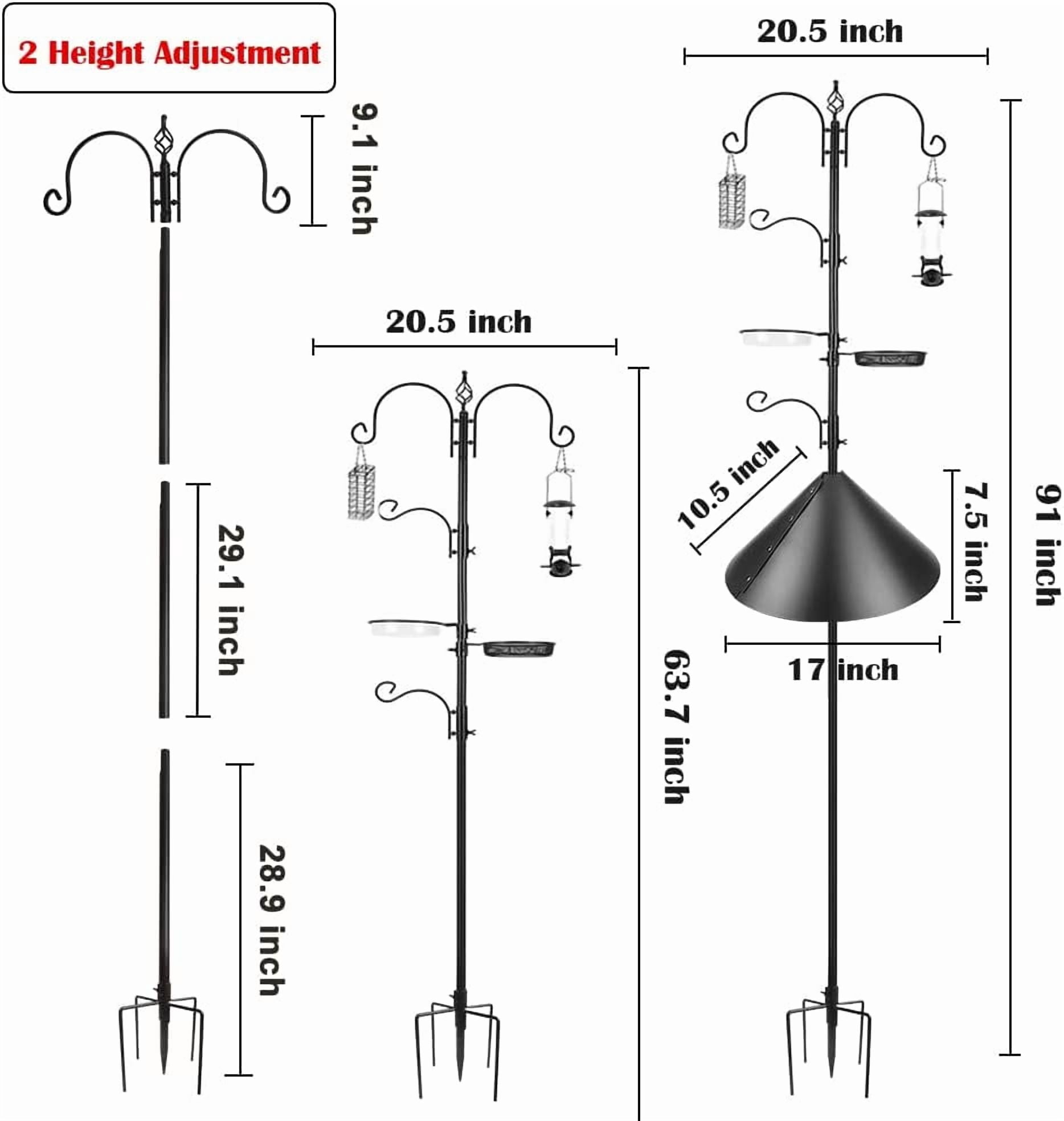 Bird Feeder Pole with Squirrel Baffle - Deluxe Feeder Station Kit Includes Suet Cage, Wild Bird Feeders & Planter Hanger for Garden, Yard