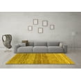 thumbnail image 3 of Ahgly Company Machine Washable Indoor Round Abstract Yellow Contemporary Area Rugs, 6' Round, 3 of 4