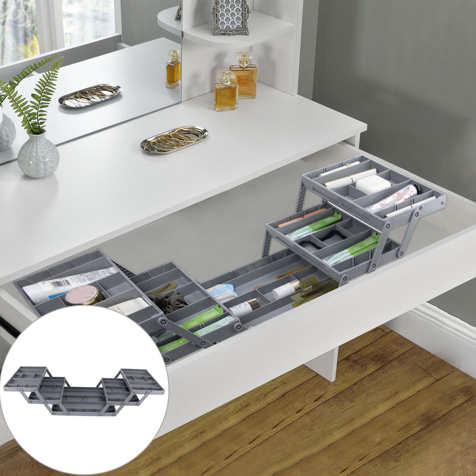 Foldable Jewelry Storage Box Multi Compartments 2/3 Tiers with Adjustable Dividers Tool Stationery Storage Organizer Tray Office Office Supplies Crafts Storage Case