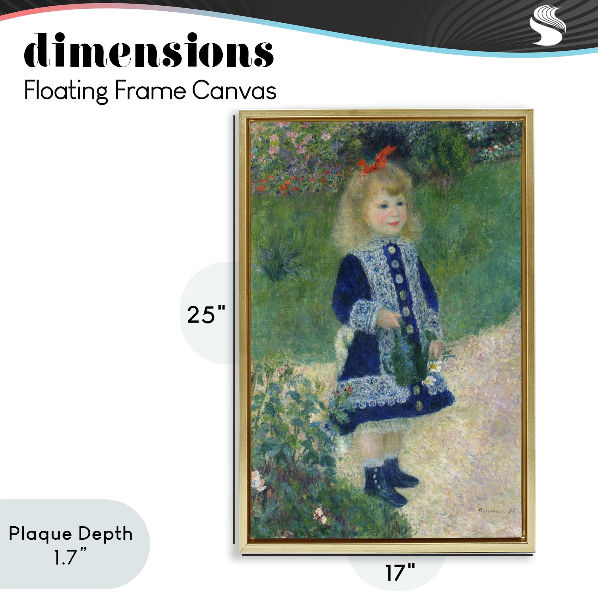 Stupell Industries Girl With Watering Can Gold Framed Floater Canvas Wall Art, design by Tina LeCour