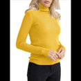 thumbnail image 2 of Suéteres Acanalados para Mujer, Lindos Suéteres de Punto de Cuello Alto, Ajustados y Cálidos Amarillo un Tamaño, 2 of 7