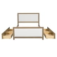 thumbnail image 6 of Full Size Linen Upholstered Platform Bed, Solid Wood Platform Bed Frame with Headboard and Footboard, 4 Storage Drawers, No Box Spring Required, Natural Wooden + Beige Fabric, 6 of 9