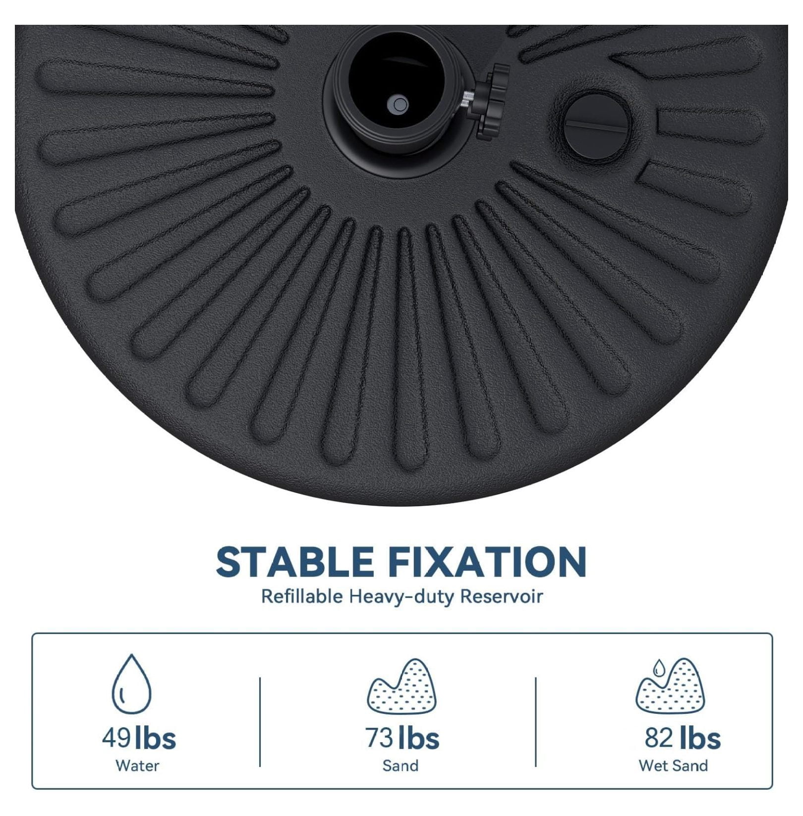 Umbrella Base Outdoor 82lb, Patio Umbrella Stand Water Filled, Heavy Duty Umbrella Holder for 6-10ft Umbrellas, Black