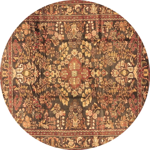 Ahgly Company Indoor Round Persian Brown Traditional Area Rugs, 4' Round