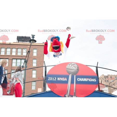 Red yellow and blue dog mascot