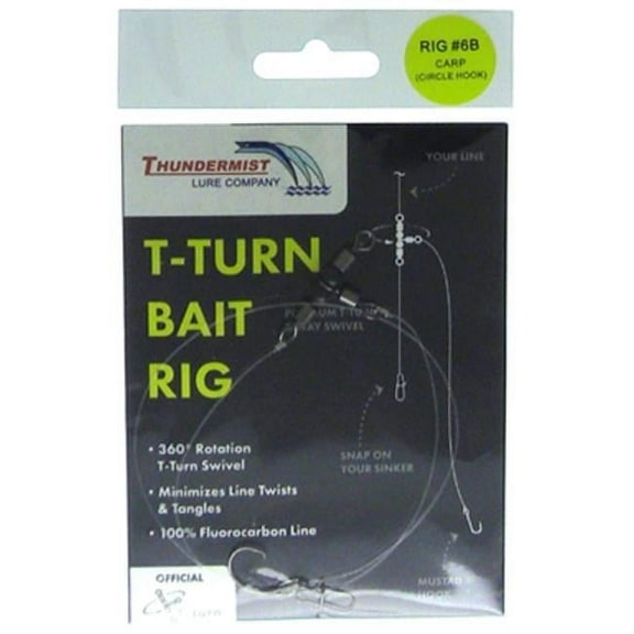 Thundermist Lures TBR-6B T-Turn Bait Rigs, Carp, Circle Hook - Size 6B