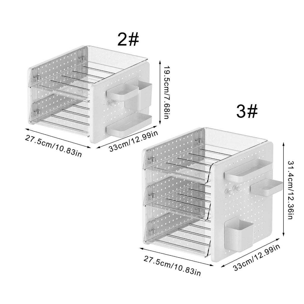 Desktop Organizer 2/3 Tiered Stackable File Letter Tray with Pegboard Pen Cup