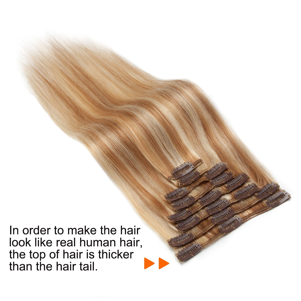 SEGO Clip in Hair Extensions Human Hair Full Head 100% Real Remy Thick Hair Extensions Silky Straight Balayage Blonde Hair Pieces