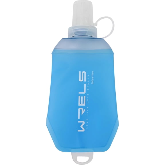 WRELS 200ml/350ml/500ml Collapsible Soft Flask,BPA Free Folding Soft with Hanging, TPU Hydration Flask for Running Marathon Cycling Hiking(200ml-2 Packs)