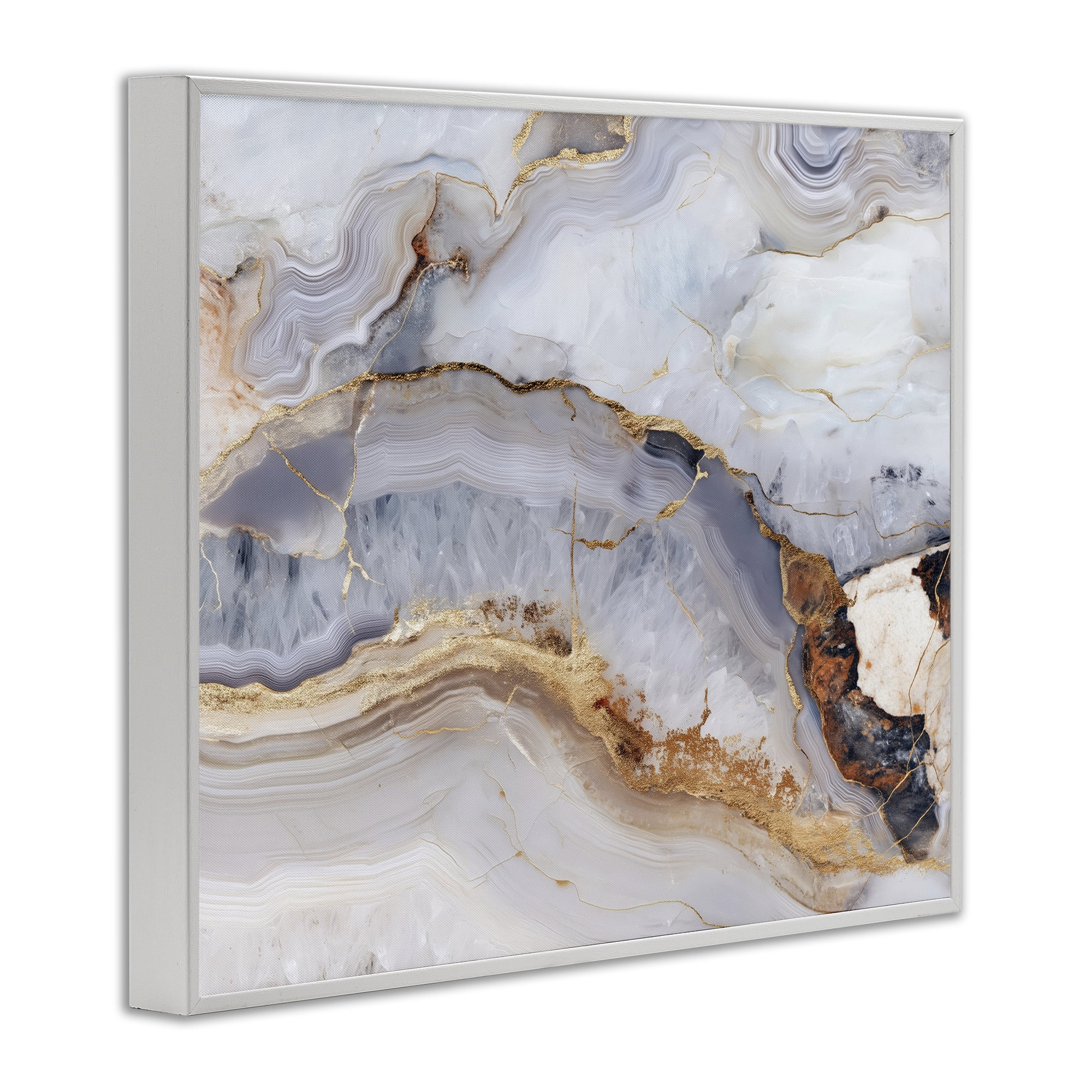 Stupell Industries Marbled Gold Stone White Framed Giclee Art, design by Svetlana Aleynikova