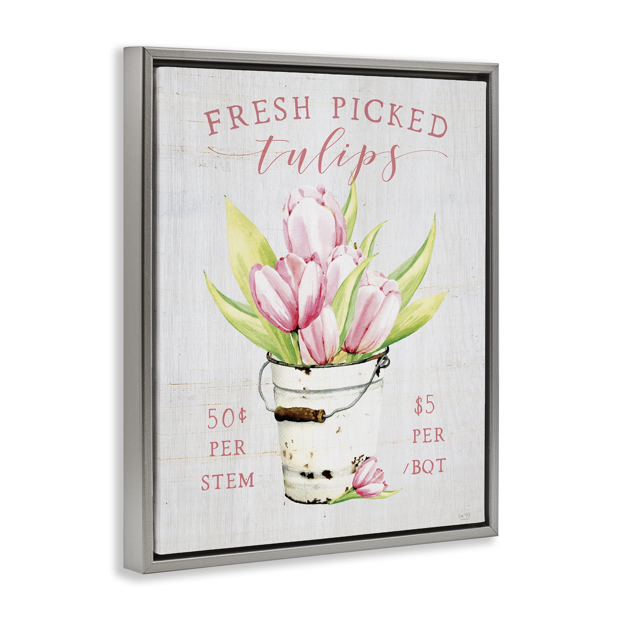 Stupell Industries Antique Fresh Picked Tulips Gray Framed Floater Canvas Wall Art, design by Lux + Me Designs