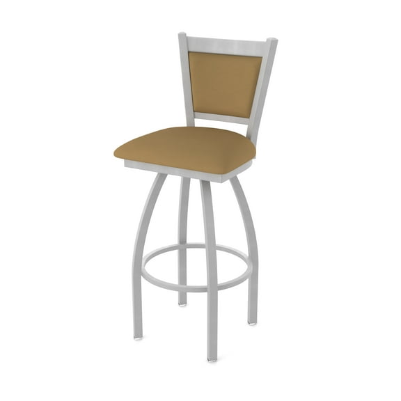 870 Hadleigh 30" Swivel Bar Stool with Anodized Nickel Finish and Canter Saddle Seat and Back