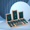 thumbnail image 4 of tredstone Jewelry Display Stand Bamboo for Earrings Rings Necklace Dark Green Velvet, 4 of 4