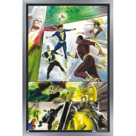 DC Comics Justice League - Shazam Family and Black Adam Wall Poster, 14.725" x 22.375" Framed