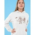 thumbnail image 2 of Pig Pencil Drawing Hoodie Women - Women Hoodie, White, Medium, 2 of 4