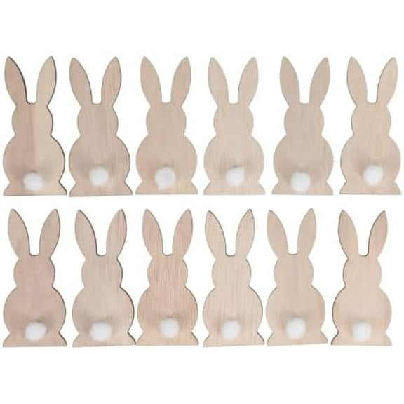 Easter Bunny Cottontails Unfinished Wood Cutout - (12 Pieces)