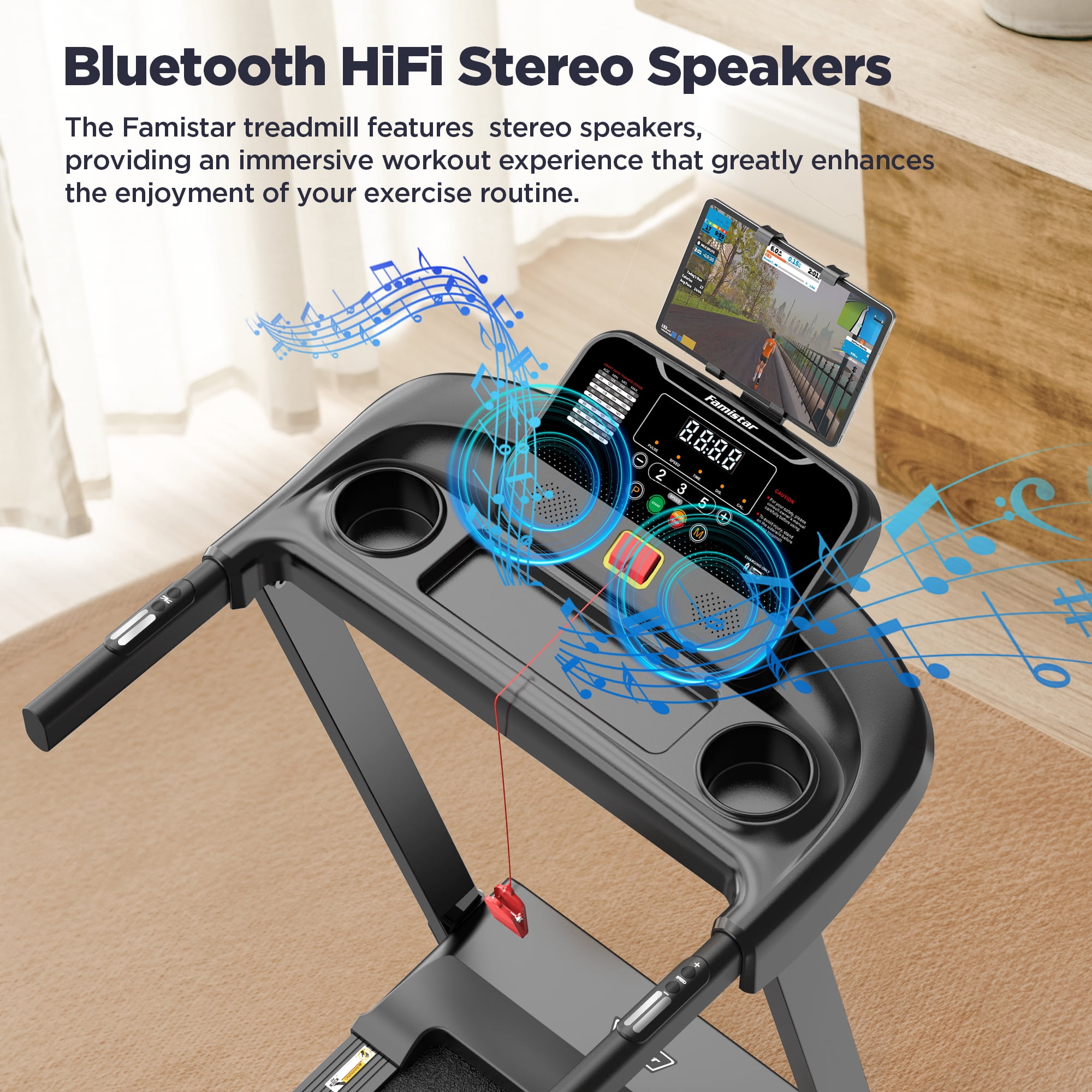 3.5HP Folding Treadmill with 3-Level Manual Incline, 7.5MPH Speed and 330lbs Load, Bluetooth Speaker, Smart App Control Shock Absorbing Running Machine for Home Office
