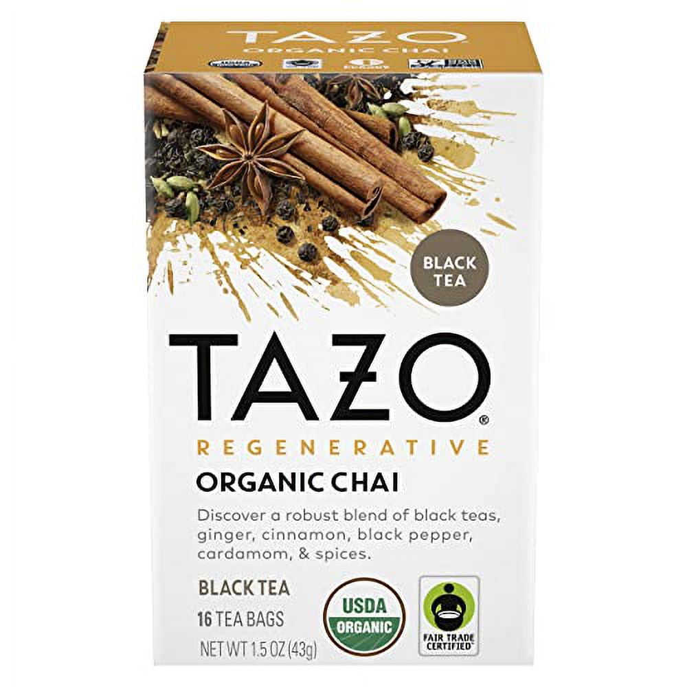 TAZO Regenerative Organic Chai Black Tea Bags, 16 Count (Pack of 6)