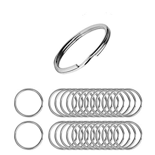 30 MM Rustproof Flat Key Rings Chains Split Ring Hoop Metal Steel Silver 