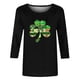 thumbnail image 2 of TaTaai Women St. Patrick's Print Crew Neck 3/4 Sleeve Black T-Shirt Loose Casual Top Ladies Spring Street Wear Lightweight Breathable Non-See-Through No Fading Soft Top Gift, 2 of 7