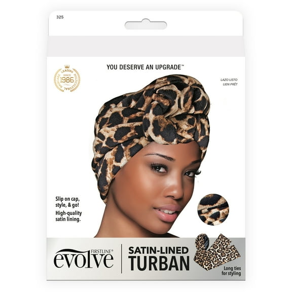 Evolve Satin Lined Turban Leopard