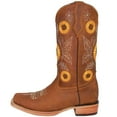 thumbnail image 5 of Women’s Square Toe Sunflower Embroidered Cowgirl Cowboy Leather Boots, 5 of 5