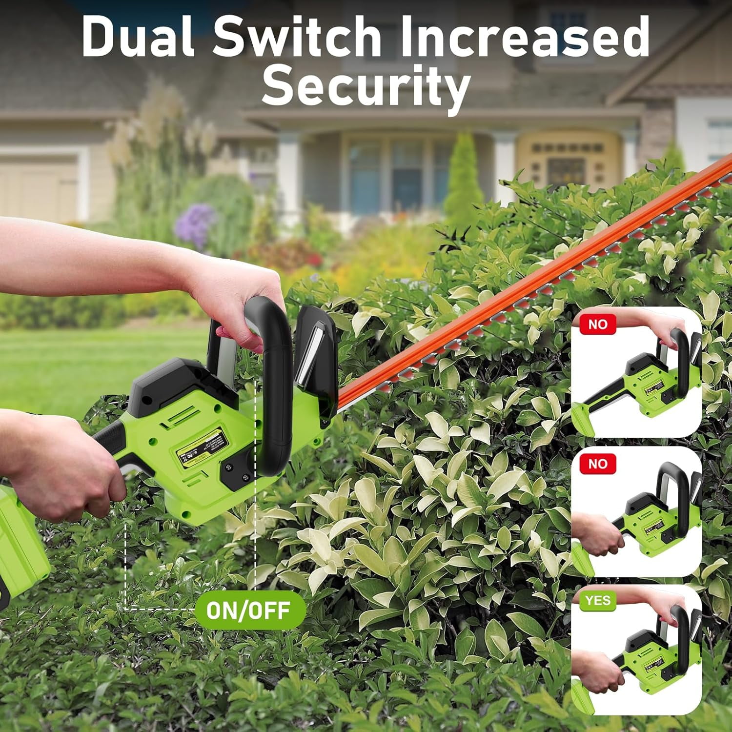 20V Max Cordless Hedge Trimmer, 22 Inch Dual-Action Blade with 2 Batteries & Charger for Garden Lawn Shrub Pruning