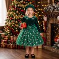 thumbnail image 2 of MEZZALL Outfit Sets Toddler Baby Girl Christmas Dress 2-Piece Velvet Long Sleeve Collar Snowflake Party Dress With Matching Beret Hat For Holiday Relaxed Fit Clothes Sets, 2 of 9
