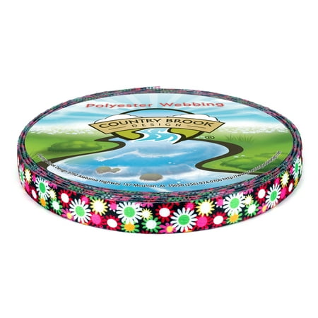 Country Brook Design® 3/4 inch Daisy Fields Polyester Webbing, 5 Yards