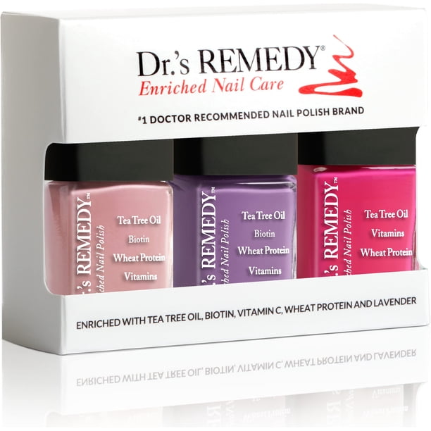 Drs Remedy Paquete de 3 esmaltes de uñas – Hop To It Be Hopeful Trio – Fortalecedor de uñas enriquecido natural, no tóxico y orgánico – HOPEFUL Hot Pink/RESILIENT Rose/AMITY Amethyst