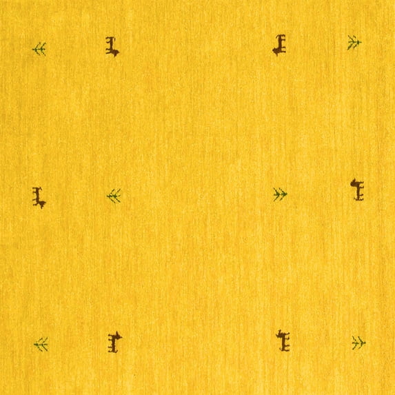 Ahgly Company Machine Washable Indoor Square Solid Yellow Modern Area Rugs, 3' Square