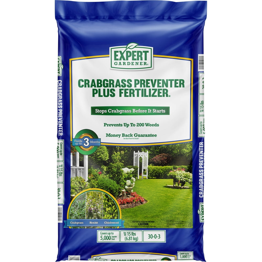 Expert Gardener Crabgrass Preventer Plus Fertilizer, Covers up to 5,000 sq. ft.