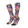 thumbnail image 2 of Bingfone Compression Socks for Women and Men Long Socks for Running Athletic Cycling Nurse-Skull Blue Flower, 2 of 8
