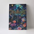 thumbnail image 4 of 16x24 inch Frameless Canvas Painting Wall Art Moonlit Night Dragonflies & Flowers,Florists Canvas Decor Accessory,Cafes Bathroom,Garden Yard Home Wall Decor Art Poster & Prints,Bedroom Decor, 4 of 6