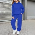 thumbnail image 2 of Toddler Boys Girls 2 Piece Sweatsuit Hooded Sweatshirt and Jogger Sweatpants Solid Kids Tracksuit Set Royal Blue, 10-11Y, 2 of 6