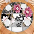 thumbnail image 2 of Pioneer Flower Floral Print Pattern Round Fitted Tablecloth with Elastic Edge,Dining Table Cover Waterproof,Outdoor Round Tablecloth for Camping,Dining,Indoor and Outdoor, 2 of 7