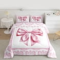 thumbnail image 2 of jejeloiu Retro Damask Baroque Twin Comforter Sets,Pink Bowknot Pattern Bedding Set For Kids Reversible 2pcs, 2 of 8