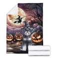 thumbnail image 2 of Spooky Halloween Night Witch Schnauzer Glowing Pumpkins Cozy Fleece Blanket Miniature Schnauzer Dog Lover Warm Soft Throw Blanket - 12015, 2 of 5