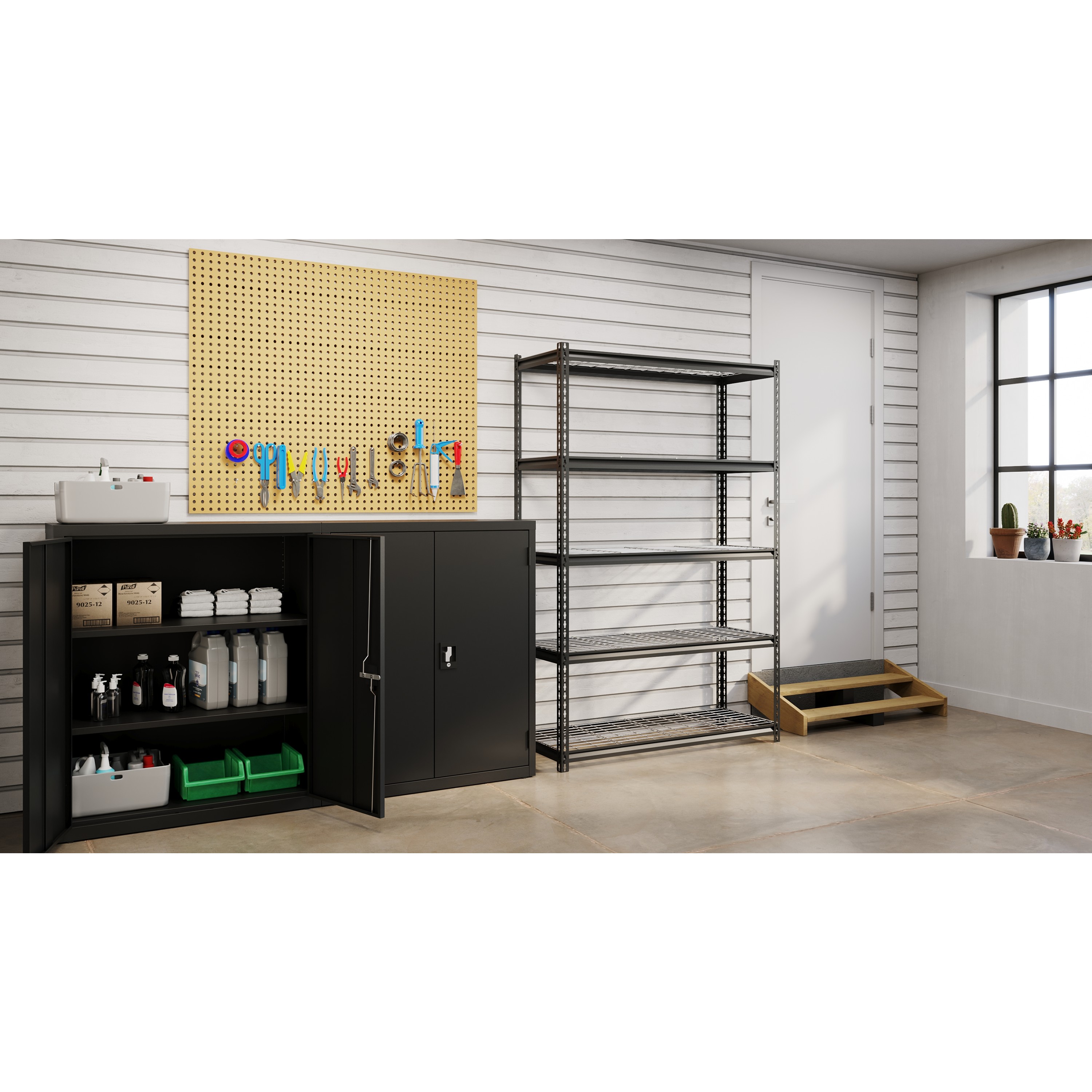 Iron Horse 2300 Riveted Wire Deck Shelving, 5-Shelf, 18Dx48Wx72H, Black - image 2 of 11