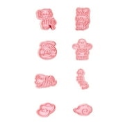 8 Pcs Biscuits Postage Stamps Tasty Bites Chocolate Molds Chocolate Biscuit Lovely Chocolate Mould Festival Baking Mold 2022 New Year Stencils Household Three-dimensional Pink Plastic