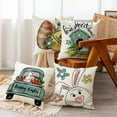 Pompotops Easter Bunny Throw Pillow Cover, 18 x 18 Inch Easter Pillow