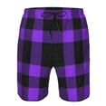 thumbnail image 3 of Logiee Purple Buffalo Plaid Print Mens Swim Trunks Quick Dry Board Shorts,Breathable Hawaii Beach Shorts Swimwear Bathing Suits-X-Large, 3 of 6